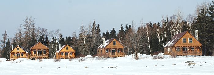 Kokadjo waterfront rental cabins in winter